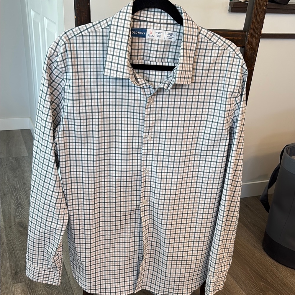 Old Navy Blue and White Casual Button Down Shirt